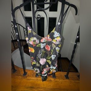 Sheer Embroidered Flower Bodysuit